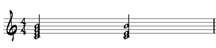 A major 7 chord with and without the fifth