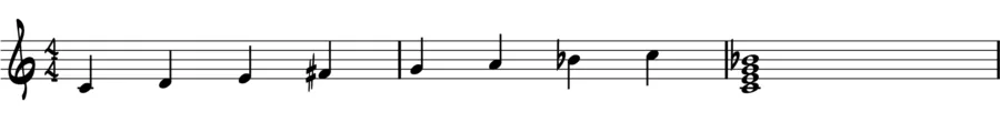 Breakdown of notes in the C Lydian Dominant Scale