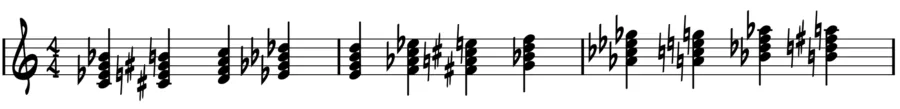Root position minor 7 chords