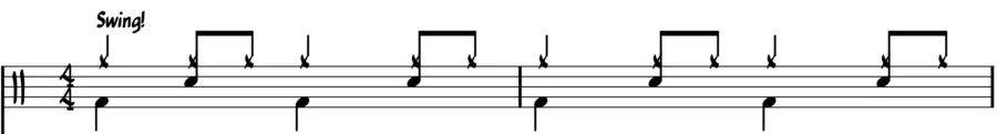 The basic jazz backbeat as a ride cymbal example of Red Garland comping rhythm.