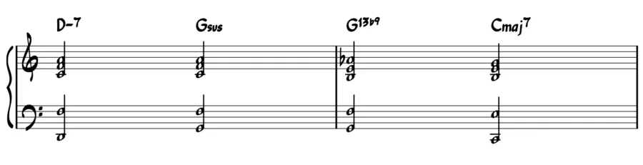 A ii-V-I with a sus chord and an altered dominant